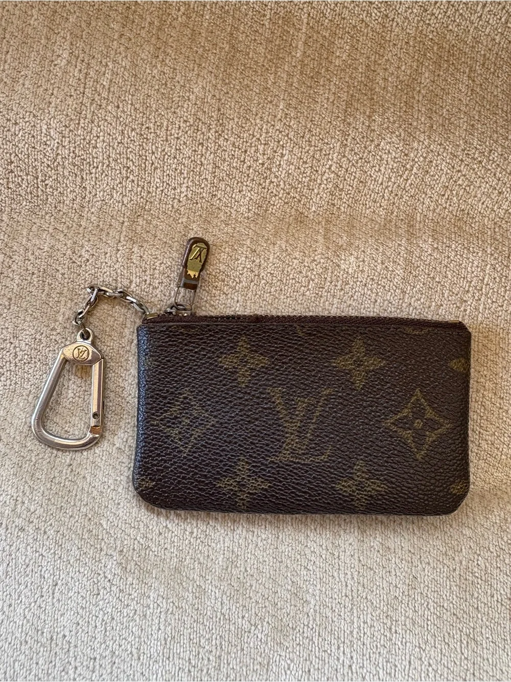 Louis Vuitton Brown Monogram Key Ring & Pouch AUTHENTIC